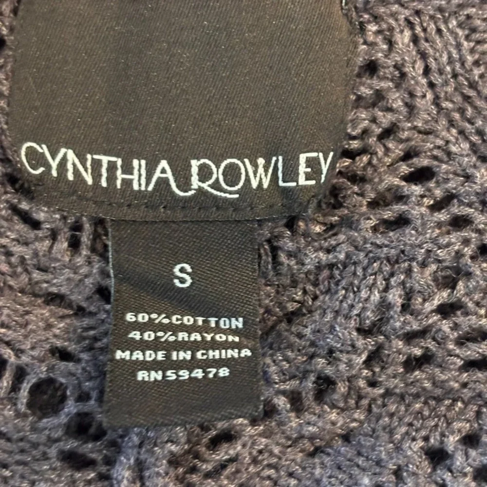 Cynthia‎ Rowley Womens Grey Cotton Open Knit Crochet open Cardigan sz Small Boho